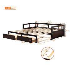 Godeer Espresso Twin Size Wooden Daybed