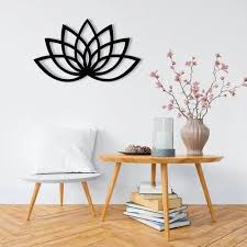 Black Home Decor Lotus Flower Metal Art