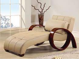 Beige Leather Modern Chaise Lounger W