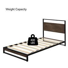 Twin Metal Bed Frame With Wood Slats