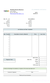 Perfect Sample Of Plumbing Service Billing Invoice Form