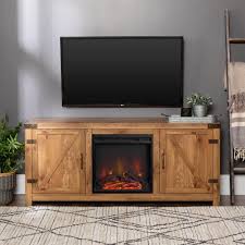 rustic electric fireplace tv console