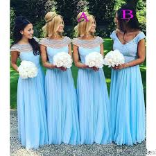 Light Sky Blue Long Boho Bridesmaid Dresses Scoop Vneck Beads Pearls Chiffon Country Maid Of Honor Wedding Guest Dress Cheap Teal Bridesmaids Dresses Turquoise Blue Bridesmaid Dresses From Readygogo 99 3 Dhgate Com