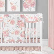 Crib Bedding Set Girl Fl Peach Pink