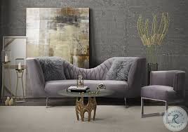 Tov Furniture Eva Grey Velvet Sofa