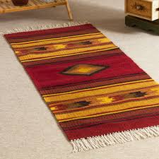 yellow alpaca wool rug from peru