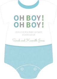 Oh Boy Blue Onesie Baby Shower Invite