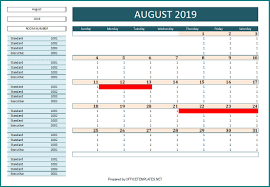 25 excel formatted 2018 calendars. Hotel Reservation Manager Officetemplates Net