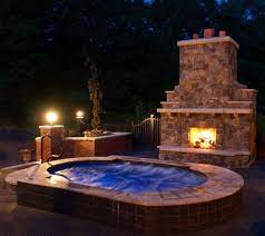 Hot Tub Outdoor Backyard Fireplace