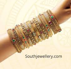 antique gold bangles set by grt