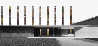 Una fila multicolore di colonne per il Padiglione di Mies a Barcellona ...