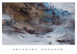 Handmade Abstract Blue Brown Gray Painting