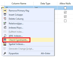 commonly used sql server constraints