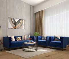 Buy Berlin Fabric Sofa Set Indigo Blue