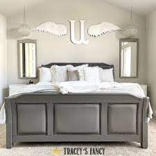Gray painted bed | an easy bedroom update - Tracey's Fancy