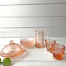 Vintage Pink Depression Glass Tea Set
