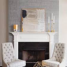 Gray Grasscloth Fireplace Wall Design Ideas