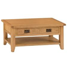Rustic Oak Coffee Table With Drawers