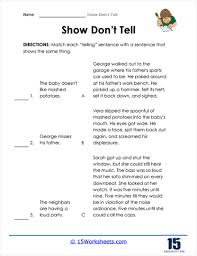 show don t tell worksheets 15