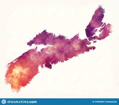 Nova Scotia Province Watercolor Map Of Canada Stock