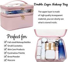 double layer large makeup organizer bag
