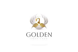 golden swan logo design luxury gold