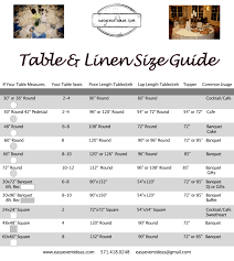 Table And Linen Size Guide Easy Event Ideas