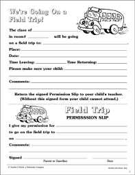 Field Trip Permission Slip Printable Forms Record Sheets