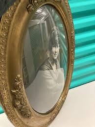 Antique Oval Bubble Glass Picture Frame