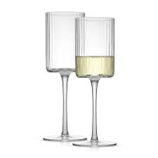 Fluted Cylinder White Wine Glasses Set