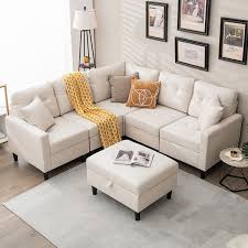 L Shaped Sectional Corner Sofa Set With