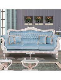 handmade sky blue wooden sofa set