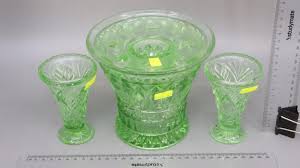 Lot 2 X Green Depression Glass Vases