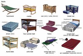 Beds mattresses wardrobes bedding chests of drawers mirrors. Furniture Names Household Items Vocabulary With Pictures