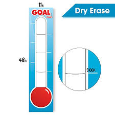 Fundraising Thermometer Dry Erase Goal Board 48 X 11
