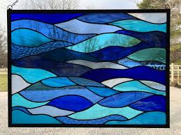 Honeydewglass Large Stained Glass Ocean