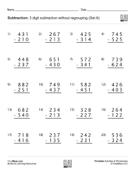 Practice 3 digit subtraction with regrouping. Subtraction Worksheet 3 Digit Subtraction Without Regrouping Set A Childrens Educational Workbooks Books And Free Worksheets