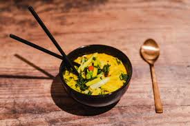 Singapore laksa curry is a tradition dish of southeast asia. Vegan Singapore Noodles With Veggies And Warm Curry Soup Bowl With Chopsticks Stock Images Page Everypixel