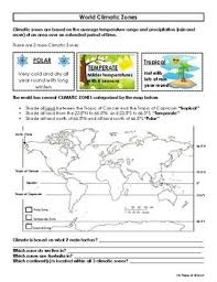 World Climatic Zones Worksheet Map Activity Map