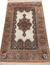hand knotted persian 4x6 beige silk rug