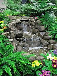 relaxing garden and backyard waterfalls