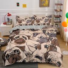 Lovely Cartoon Pug Dog Bedding Set
