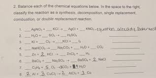 Balance Each Of The Chemical Equations