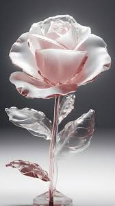 Premium Photo A Pink Rose In A Glass Vase