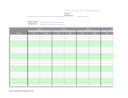 semi month timesheet template excel