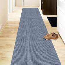 sweet home s ribbed waterproof non slip rubberback solid runner rug 2 ft 7 in x 24 ft gray polyester garage flooring