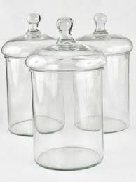 3 Antique Glass Jars With Lids 14¼