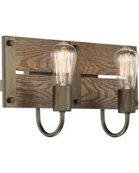 New Deal For Loon Peak Cathey 2 Light Dimmable Bronze Aged Wood Vanity Light Cj260471