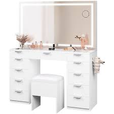 vanity desk set with large led lighted