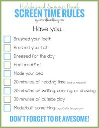 Holiday And Summer Break Screen Time Rules For Kids Rules